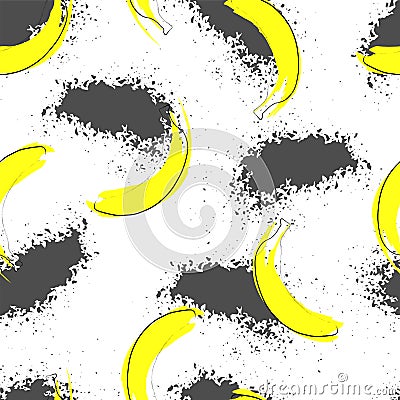 Bananas and gray spots on white background. Vector Illustration