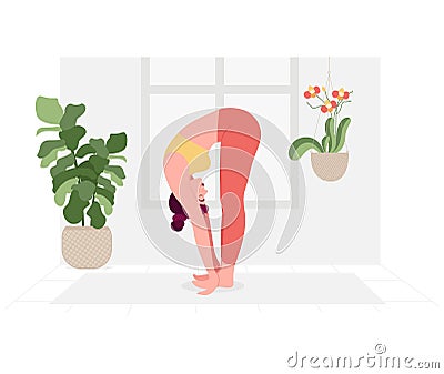 Woman doing yoga for Yoga Day Celebration Vector Illustration