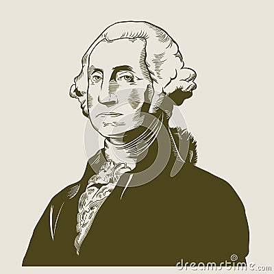 Hand drawn vector portrait. George Washington. Vector Illustration