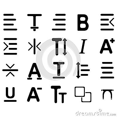 Text editor icon set black Vector Illustration