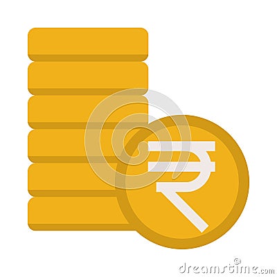 Rupee coins - Flat color image. Vector Illustration