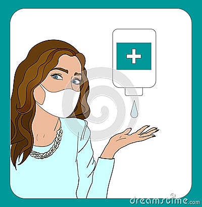 Use sanitizer poster. Sanitize your hands banner. Vector Illustration