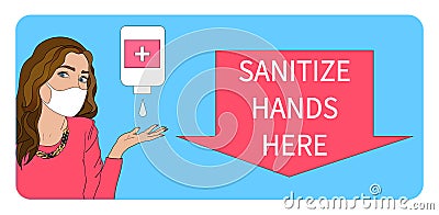 Use sanitizer poster. Sanitize your hands banner. Vector Illustration