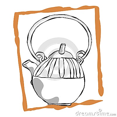 Coffee pot for outdoor cooking. Kettle. Vector Illustration