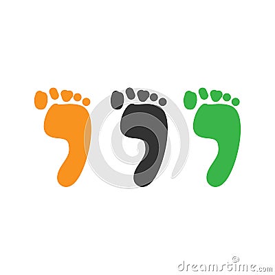 Footprint vector icon set isolated on white background. Foot print icon. Human footprint track. Vector Illustration