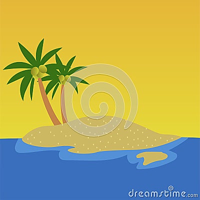 Tree palm vector sunrise , vector illustration island emblem isolated , summer beach object sea vocation background Vector Illustration
