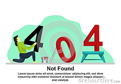 Page 404 , not found design template flat illustration, concept page website leaf , sign fulcolor for your business Vector Illustration