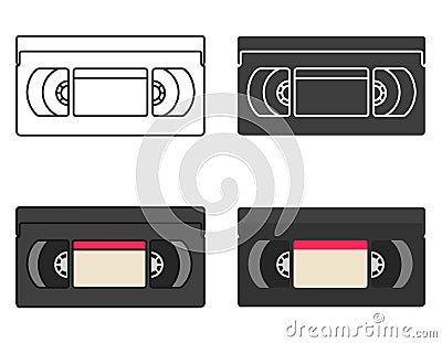 Old videotape in different styles. Vector Illustration
