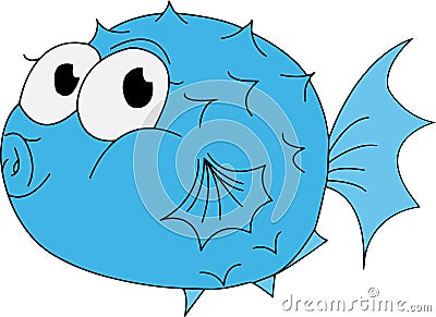 Cartoon fugu fish illustration on white Vector Illustration