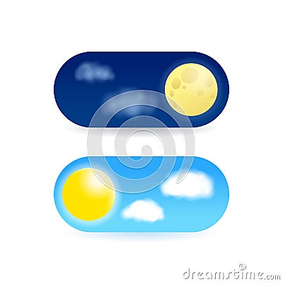 Day and night switcher - web button Vector Illustration