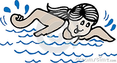 Vector swimming illustration on white Vector Illustration