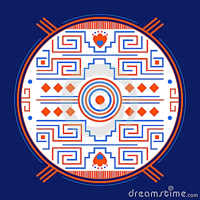 Mayan Aztec Style Emblem design, Maya iconography. Vector Illustration