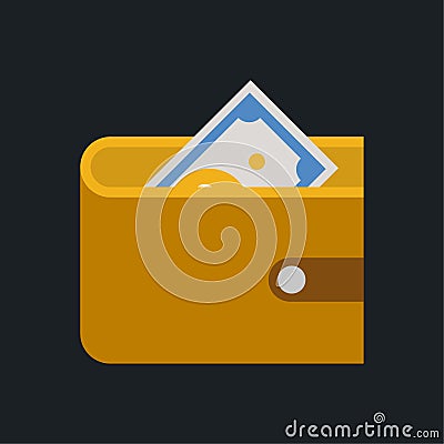 Wallet cash - Flat color image. Vector Illustration