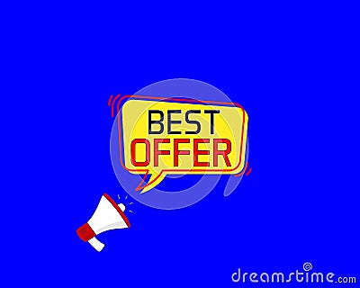 Best offer. Megaphone banner. Special offer price sign. Advertising Discounts symbol. Vector Illustration