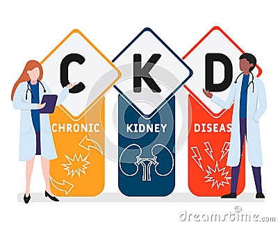 Flat design with people. CKD - Chronic Kidney Disease acronym, medical concept. Vector Illustration