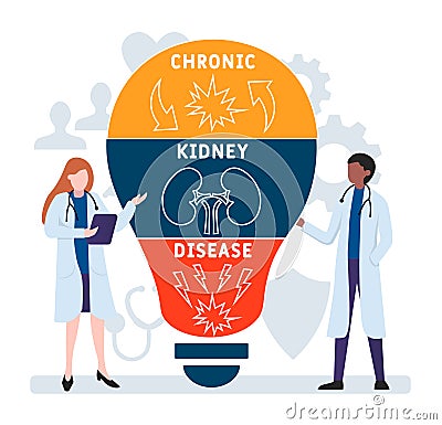 Flat design with people. CKD - Chronic Kidney Disease acronym, medical concept. Vector Illustration