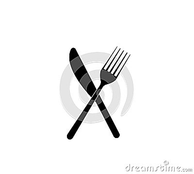 Cutlery. Plate fork and knife silhouette Cartoon Illustration