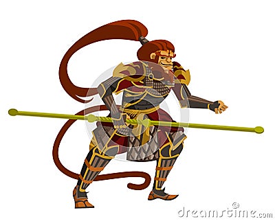Sun Wukong the monkey king chinese mythology warrior tale Vector Illustration