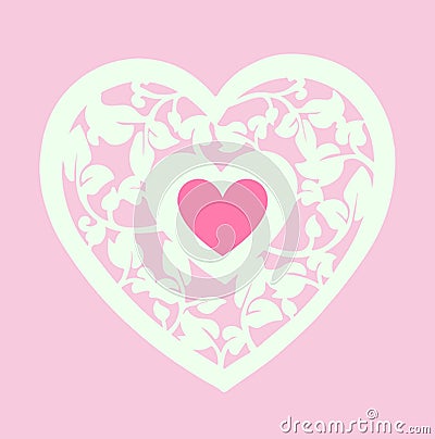 Pink heart with leaves logo tattoo vector Stock Photo