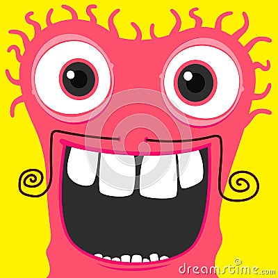 Funky monster character smiling. Vector Illustration