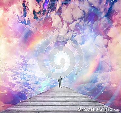 Soul journey, divine angelic guidance, portal to another universe, light being, unity wallpaper Stock Photo