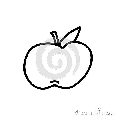 Hand drawn doodle apple icon isolated on white background. Vector Illustration