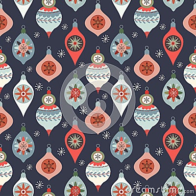 Christmas seamless pattern with decorative Christmas balls Vector Illustration