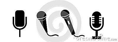 Microphones Sign Icon Set Concept Flat Design Style Stock Photo