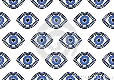 Seamless pattern blue evil eye vector Stock Photo