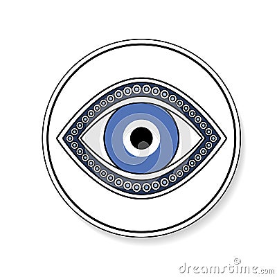 Blue eye talisman, protection from evil eye isolated icon Stock Photo