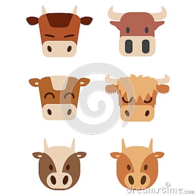 Set of cute vector bulls Vector Illustration