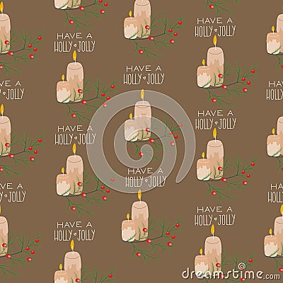 Seamless pattern made with Christmas and New Year holidays decorations. Vector Illustration