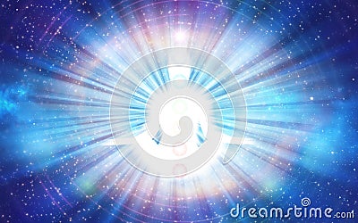 Man universe, meditation, healing, human body energy beams Stock Photo