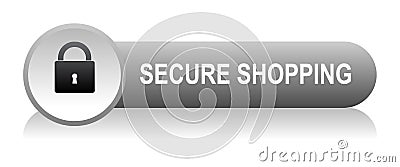 Secure shoping icon button Cartoon Illustration