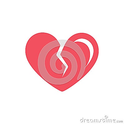 Red broken heart with highlight logo icon design Vector Illustration