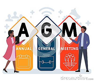 AGM - Annual General Meeting acronym, business concept. Vector Illustration