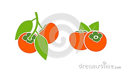 Persimmon logo. Isolated persimm on white background Vector Illustration