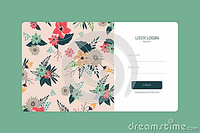 Landing page sign up or sign in form template design. Flat vector Vector Illustration
