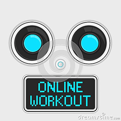 Robot alert for online workout. Vector Illustration