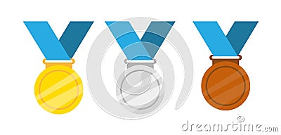 Illustrated medals in order. Victory medals. Vector Illustration