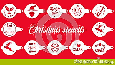 Christmas collection of coffee stencils Vector Illustration
