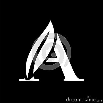 Letter A leaf black logo Vector Illustration