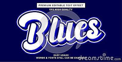 blues editable text effect style Vector Illustration