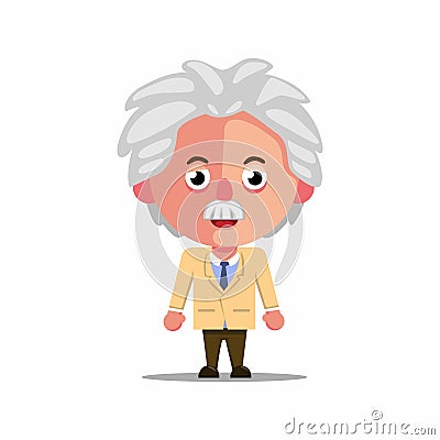 Illustration of Einstein scientist avatar character concept in cartoon flat vector Vector Illustration