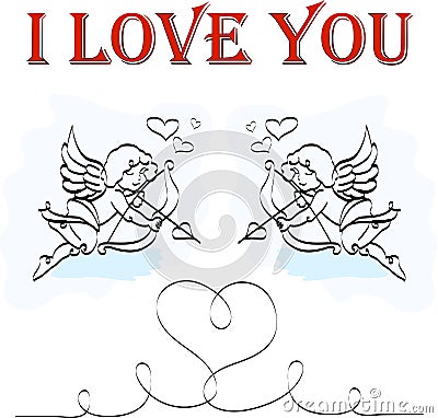 Two licked cupids. I love you. 14/02 Stock Photo