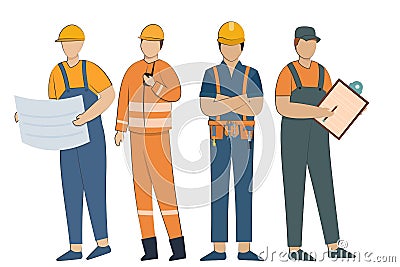 People worker with helmet Vector illustration cartoon character. Vector Illustration