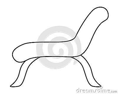 Daybed or chaise longue on high legs - vector linear illustration for coloring. Outline. Lounge furniture - chaise lounge or large Vector Illustration