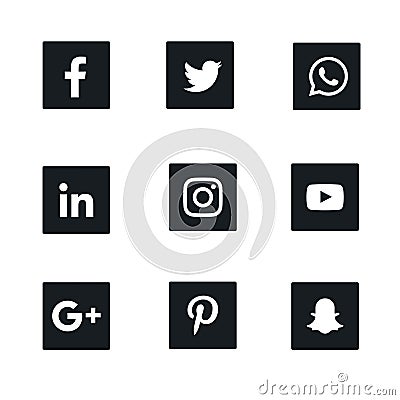 Social media vector logo icons for mobile apps web ui business profiles etc. Vector Illustration