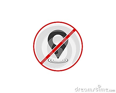 Vector Prohibited Location Map Pin Icon Position no GPS Location Icon hide Locator sign Pin Map Icon Vector Illustration