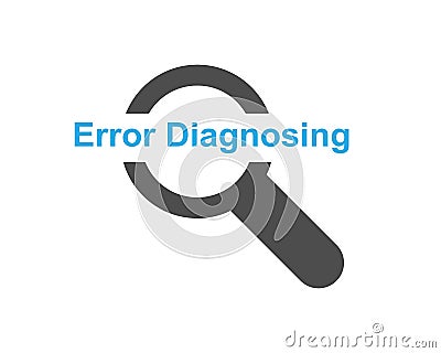 Error Diagnosing Text and Magnifying Glass Vector Illustration